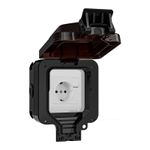 Casa si Gradina - Electrice - Tablouri electrice - Accesorii tablouri electrice - Priza simpla exterior INNOVIX, Model Standard European, 250V/16A, IP66, neagra cu intrerupator - Infinity.ro