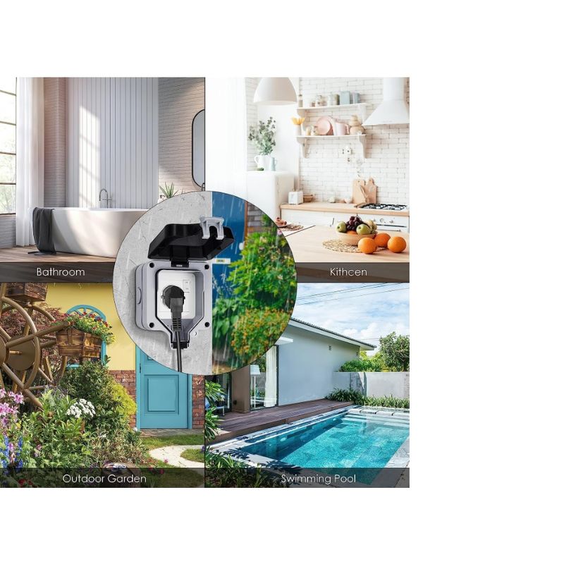 Casa si Gradina/Electrice/Tablouri electrice/Accesorii tablouri electrice - Priza simpla exterior INNOVIX, Model Standard European, 250V/16A, IP66, rezistenta la apa si praf, gri cu intrerupator - Infinity.ro
