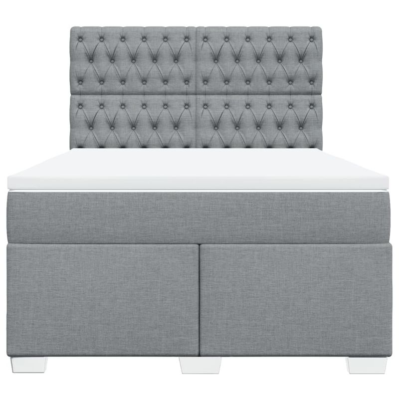 Casa si Gradina - Mobilier - Paturi si accesorii - Paturi - Pat continental cu saltea, gri deschis, 160x200 cm, textil - Infinity.ro
