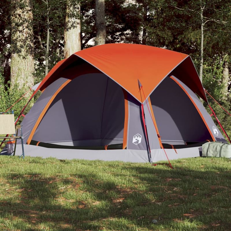 Sport si Outdoor - Camping - Corturi camping - Cort de camping 4 persoane gri si portocaliu impermeabil - Infinity.ro