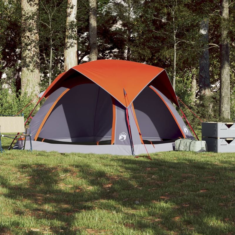 Sport si Outdoor - Camping - Corturi camping - Cort de camping 4 persoane gri si portocaliu impermeabil - Infinity.ro