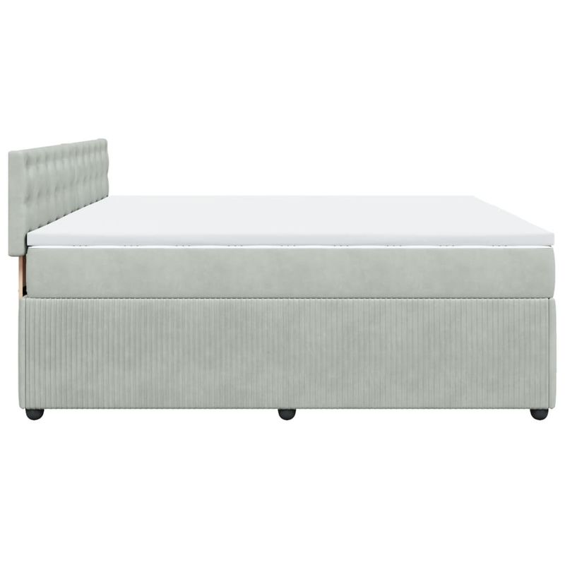 Casa si Gradina - Mobilier - Paturi si accesorii - Paturi - Pat box spring cu saltea, gri deschis, 180x200 cm, catifea - Infinity.ro
