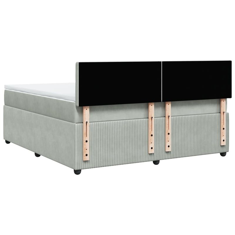 Casa si Gradina - Mobilier - Paturi si accesorii - Paturi - Pat box spring cu saltea, gri deschis, 180x200 cm, catifea - Infinity.ro