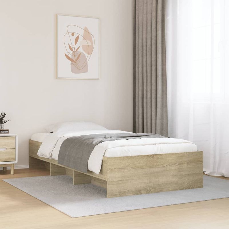 Casa si Gradina - Mobilier - Paturi si accesorii - Paturi - Cadru de pat, stejar sonoma, 100x200 cm, lemn prelucrat - Infinity.ro