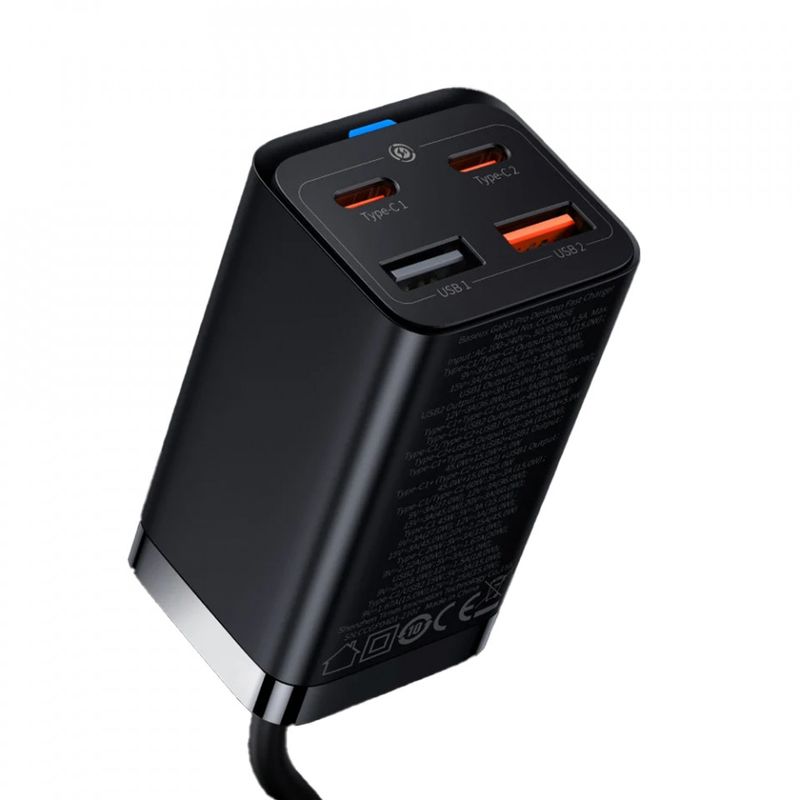 Laptop, Telefoane si Tablete - Telefoane mobile si accesorii - Accesorii Telefoane - Incarcatoare telefoane - Statie Incarcare 2xUSB-C, PD65W, 2xUSB-A, 5A + Cablu Type-C - Baseus GaN3 Pro (CCGP040101) - Negru - Infinity.ro