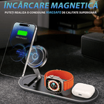 Laptop, Telefoane si Tablete - Telefoane mobile si accesorii - Accesorii Telefoane - Alte accesorii telefoane - Statie incarcator Wireless Fast Charger 15W Cu Magsafe 3 In 1  Compatibil Cu Apple Watch , Airpods  si Iphone Negru - Infinity.ro
