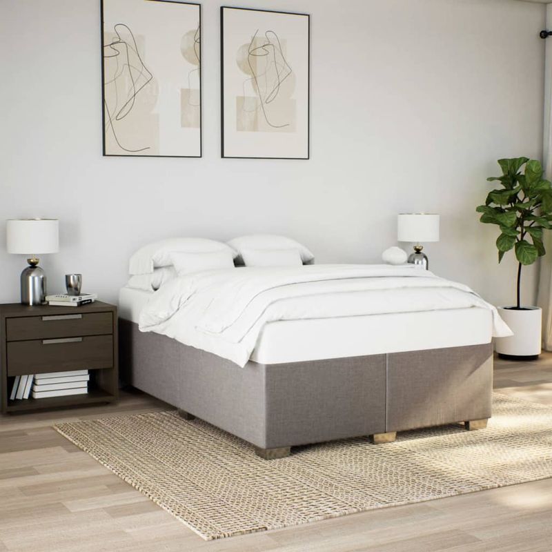 Casa si Gradina - Mobilier - Paturi si accesorii - Paturi - Cadru de pat fara saltea, gri taupe, 140x200 cm, textil - Infinity.ro