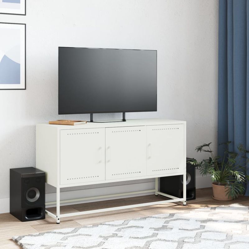 Casa si Gradina - Mobilier - Comode si corpuri - Comode - Dulap TV, alb, 100,5x39x60,5 cm, otel - Infinity.ro