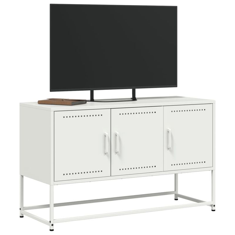 Casa si Gradina - Mobilier - Comode si corpuri - Comode - Dulap TV, alb, 100,5x39x60,5 cm, otel - Infinity.ro