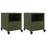 Casa si Gradina - Mobilier - Comode si corpuri - Noptiere - Noptiere, 2 buc., verde olive, 36x39x43,5 cm, otel - Infinity.ro