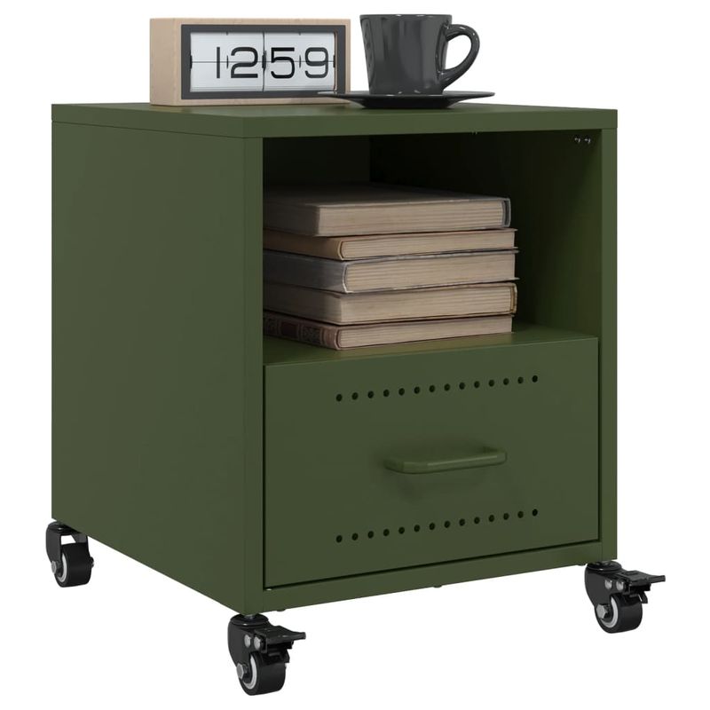 Casa si Gradina - Mobilier - Comode si corpuri - Noptiere - Noptiere, 2 buc., verde olive, 36x39x43,5 cm, otel - Infinity.ro
