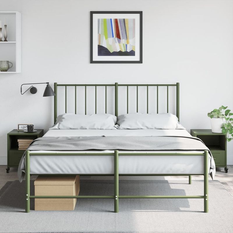 Casa si Gradina - Mobilier - Comode si corpuri - Noptiere - Noptiere, 2 buc., verde olive, 36x39x43,5 cm, otel - Infinity.ro