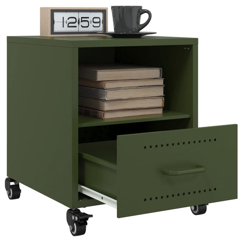 Casa si Gradina - Mobilier - Comode si corpuri - Noptiere - Noptiere, 2 buc., verde olive, 36x39x43,5 cm, otel - Infinity.ro