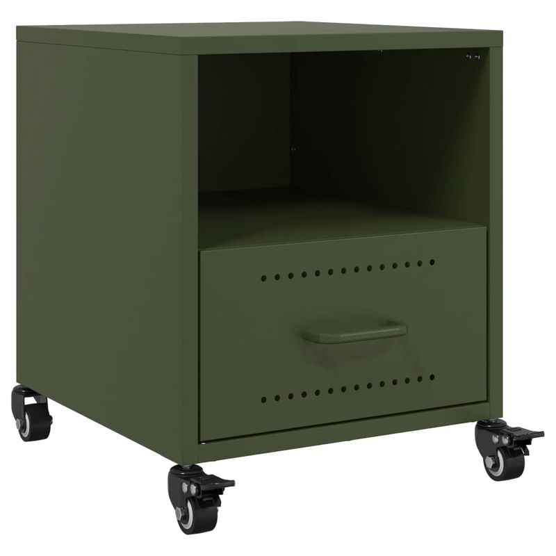 Casa si Gradina - Mobilier - Comode si corpuri - Noptiere - Noptiere, 2 buc., verde olive, 36x39x43,5 cm, otel - Infinity.ro