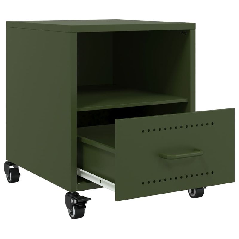 Casa si Gradina - Mobilier - Comode si corpuri - Noptiere - Noptiere, 2 buc., verde olive, 36x39x43,5 cm, otel - Infinity.ro