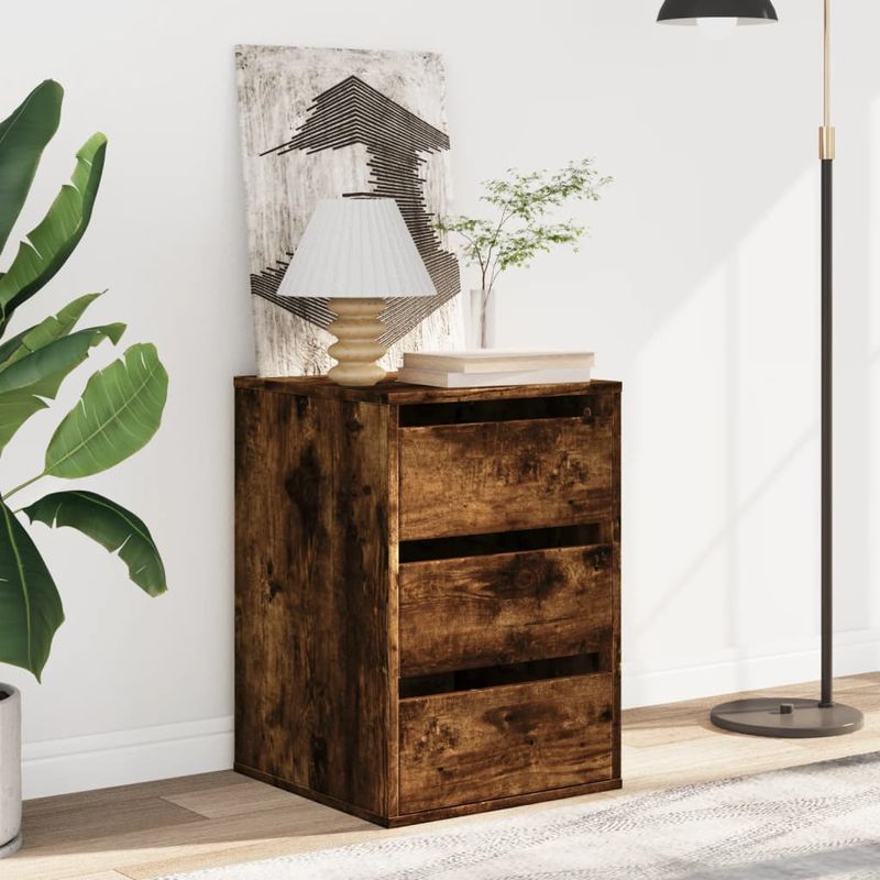 Casa si Gradina - Mobilier - Comode si corpuri - Comode - Dulap colt cu sertare stejar fumuriu 40x41x58 cm lemn prelucrat - Infinity.ro