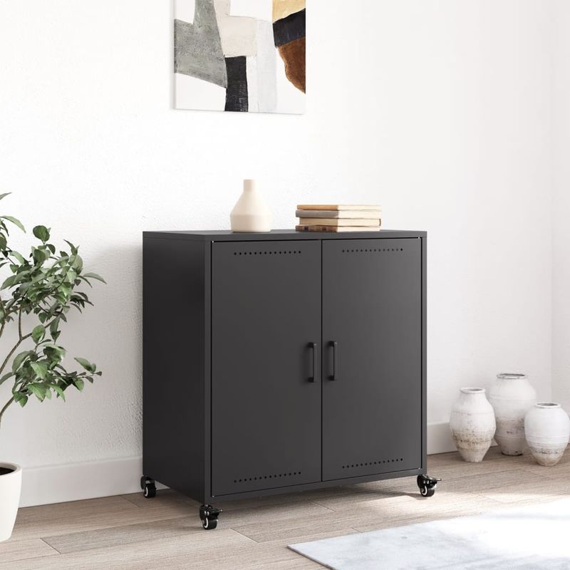 Casa si Gradina - Mobilier - Comode si corpuri - Comode - Dulap, negru, 68,5x39x72 cm, otel laminat la rece - Infinity.ro