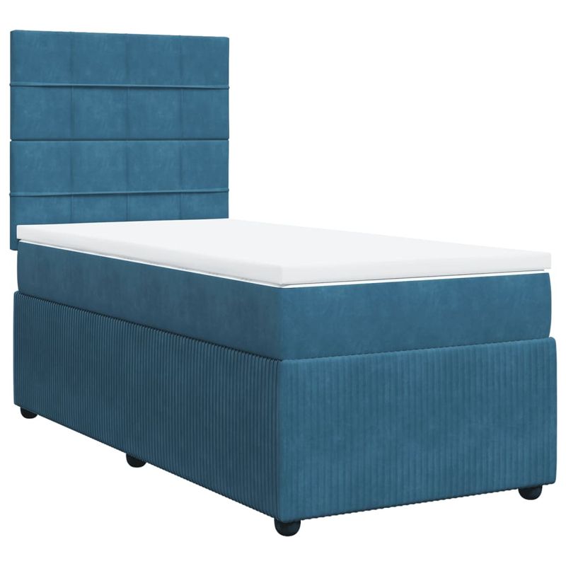 Casa si Gradina - Mobilier - Paturi si accesorii - Paturi - Pat continental cu saltea, albastru, 80x200 cm, catifea - Infinity.ro