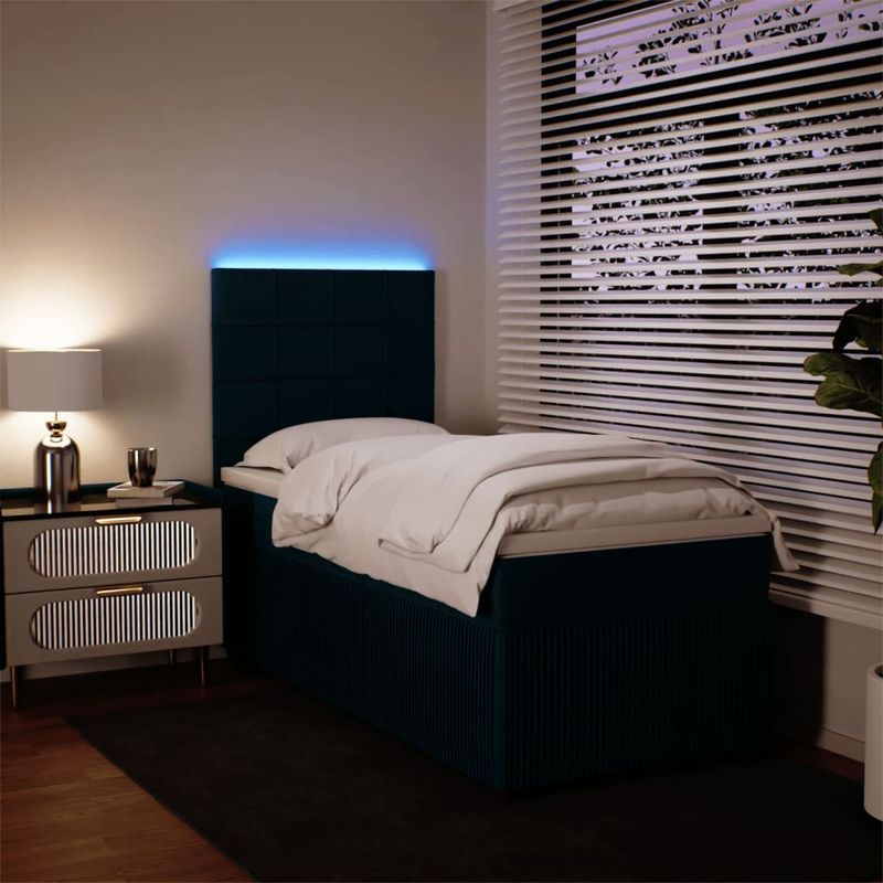 Casa si Gradina - Mobilier - Paturi si accesorii - Paturi - Pat continental cu saltea, albastru, 80x200 cm, catifea - Infinity.ro