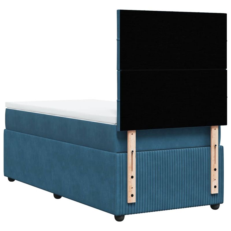 Casa si Gradina - Mobilier - Paturi si accesorii - Paturi - Pat continental cu saltea, albastru, 80x200 cm, catifea - Infinity.ro