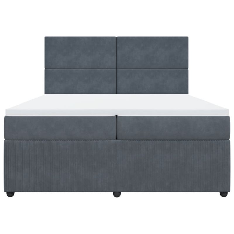 Casa si Gradina - Mobilier - Paturi si accesorii - Paturi - Pat box spring cu saltea, gri inchis, 200x200 cm, catifea - Infinity.ro
