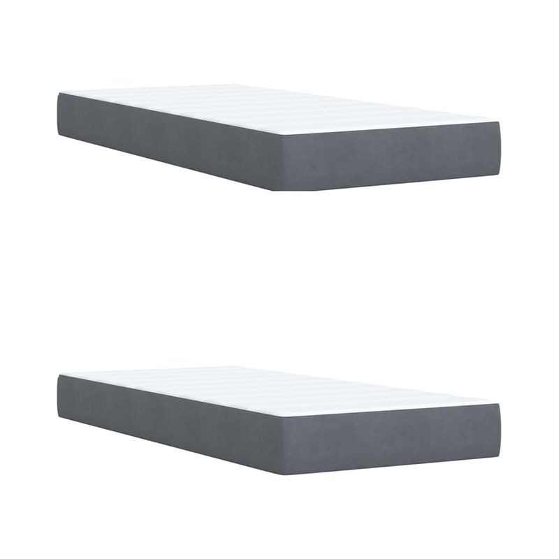 Casa si Gradina - Mobilier - Paturi si accesorii - Paturi - Pat box spring cu saltea, gri inchis, 200x200 cm, catifea - Infinity.ro