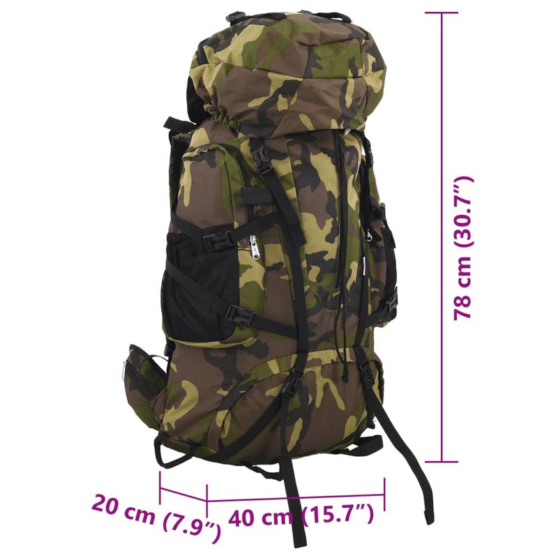 Sport si Outdoor - Articole de voiaj - Rucsacuri - Rucsac de drumetie, verde camuflaj, 80 L, tesatura oxford - Infinity.ro