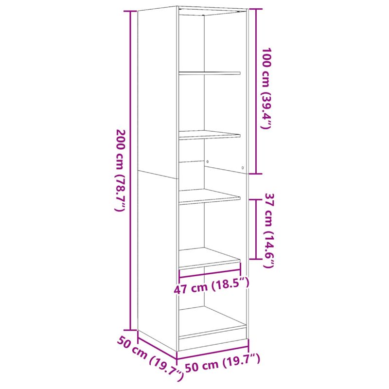 Casa si Gradina - Mobilier - Dulapuri si sifoniere - Sifoniere - Sifonier, stejar sonoma, 50x50x200 cm, lemn prelucrat, cantitate 4 rafturi - Infinity.ro