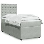 Casa si Gradina - Mobilier - Paturi si accesorii - Paturi - Pat box spring cu saltea, gri deschis, 100x200 cm, catifea - Infinity.ro