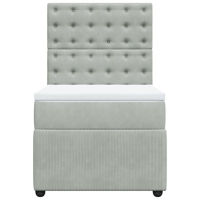 Casa si Gradina - Mobilier - Paturi si accesorii - Paturi - Pat box spring cu saltea, gri deschis, 100x200 cm, catifea - Infinity.ro