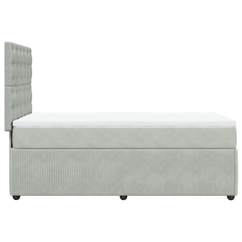 Casa si Gradina - Mobilier - Paturi si accesorii - Paturi - Pat box spring cu saltea, gri deschis, 100x200 cm, catifea - Infinity.ro