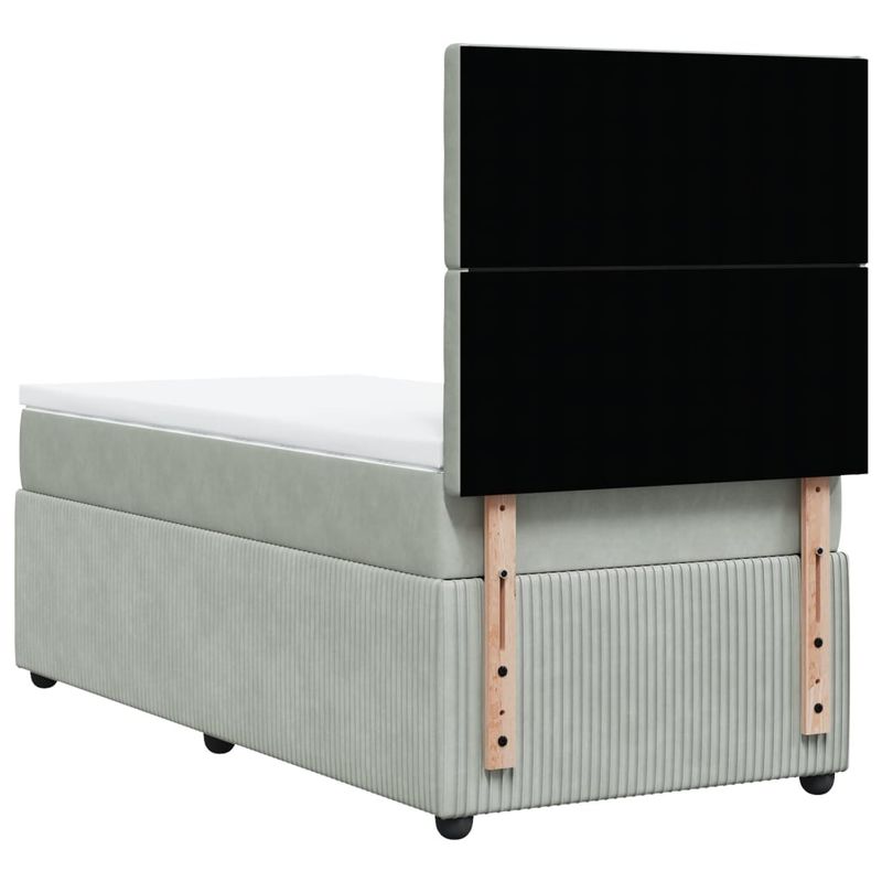 Casa si Gradina - Mobilier - Paturi si accesorii - Paturi - Pat box spring cu saltea, gri deschis, 100x200 cm, catifea - Infinity.ro