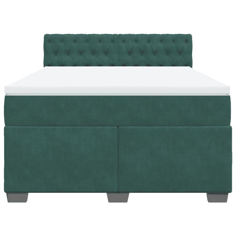 Casa si Gradina - Mobilier - Paturi si accesorii - Paturi - Pat box spring cu saltea, verde inchis, 140x190 cm, catifea - Infinity.ro