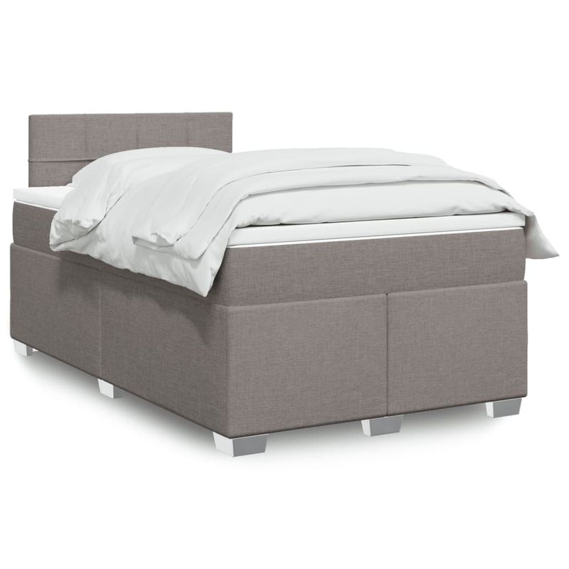 Casa si Gradina - Mobilier - Paturi si accesorii - Paturi - Pat box spring cu saltea, gri taupe, 120x200 cm, textil - Infinity.ro