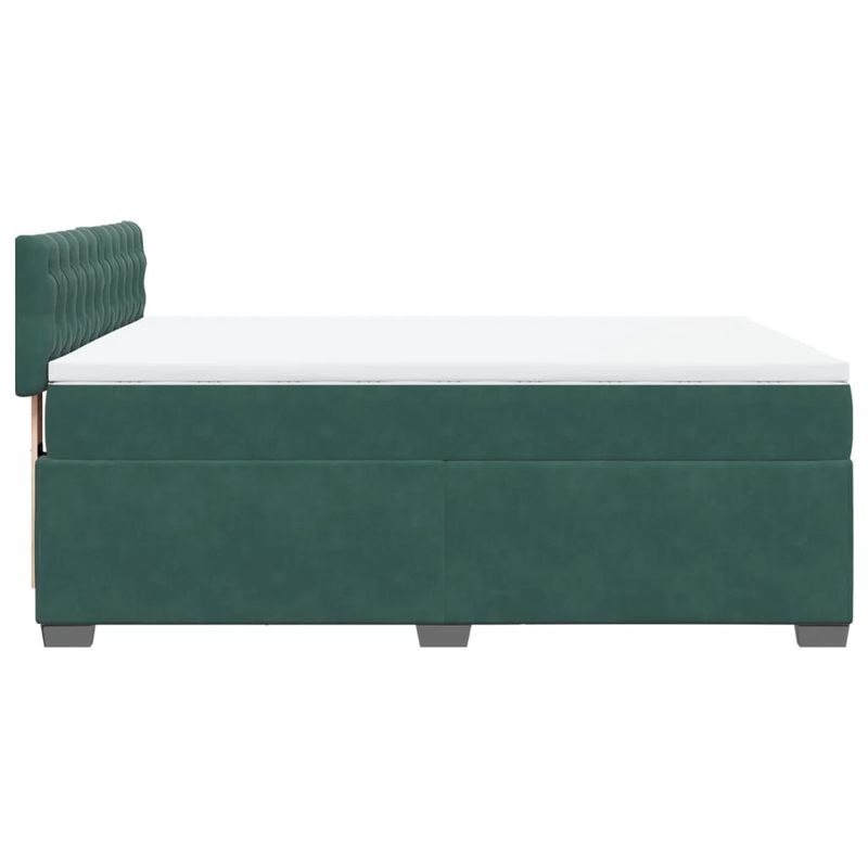 Casa si Gradina - Mobilier - Paturi si accesorii - Paturi - Pat box spring cu saltea, verde inchis, 140x190 cm, catifea - Infinity.ro