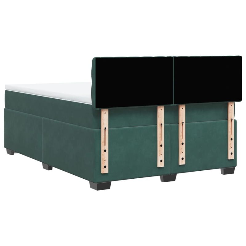 Casa si Gradina - Mobilier - Paturi si accesorii - Paturi - Pat box spring cu saltea, verde inchis, 140x190 cm, catifea - Infinity.ro