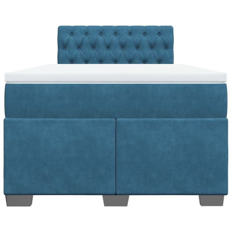 Casa si Gradina - Mobilier - Paturi si accesorii - Paturi - Pat box spring cu saltea, albastru inchis, 120x200 cm, catifea - Infinity.ro