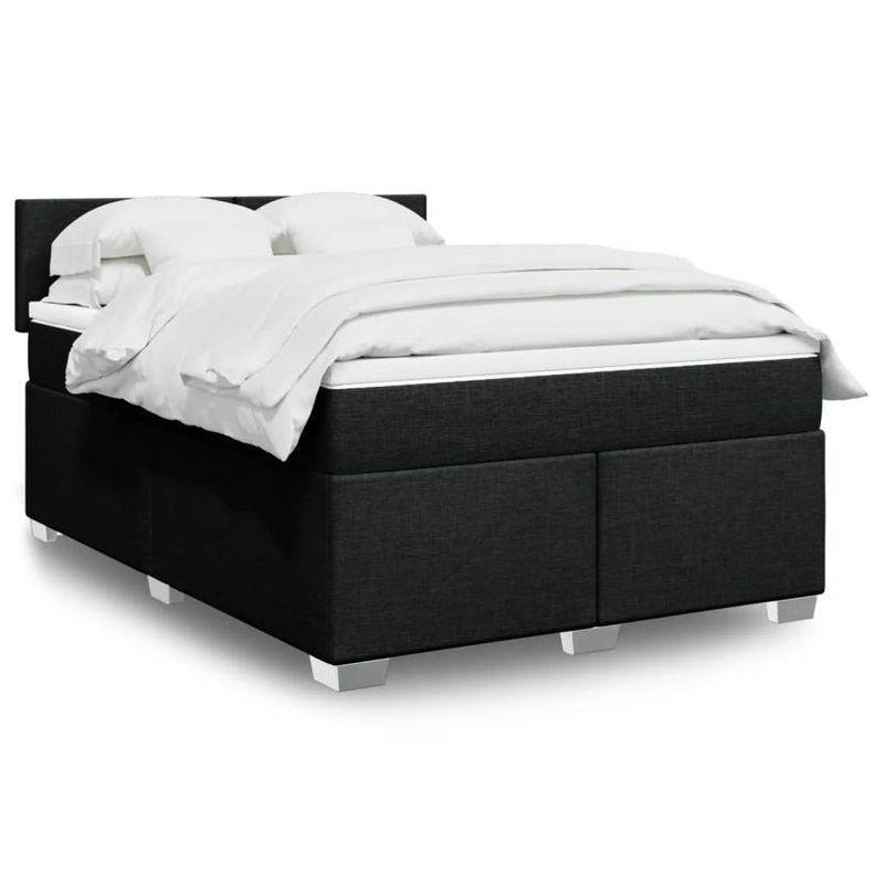 Casa si Gradina - Mobilier - Paturi si accesorii - Paturi - Pat box spring cu saltea, negru, 160x200 cm, textil - Infinity.ro