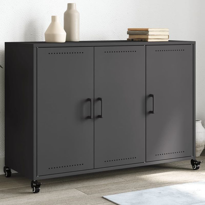 Casa si Gradina - Mobilier - Comode si corpuri - Comode - Dulap, negru, 100,5x39x72 cm, otel laminat la rece - Infinity.ro