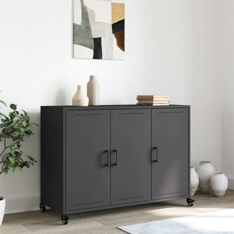 Casa si Gradina - Mobilier - Comode si corpuri - Comode - Dulap, negru, 100,5x39x72 cm, otel laminat la rece - Infinity.ro