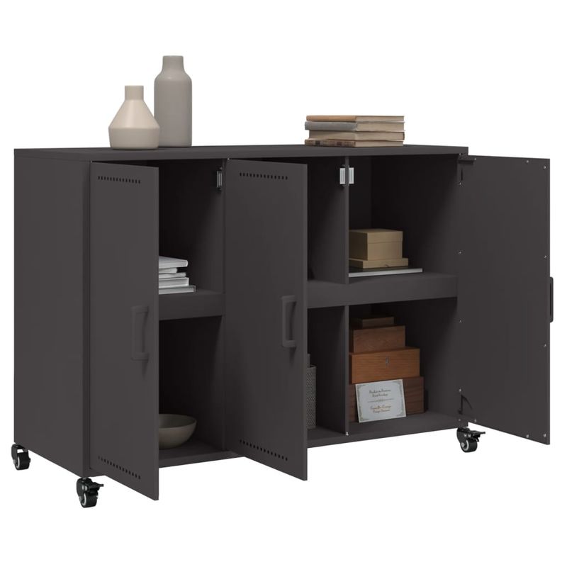 Casa si Gradina - Mobilier - Comode si corpuri - Comode - Dulap, negru, 100,5x39x72 cm, otel laminat la rece - Infinity.ro