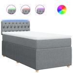 Casa si Gradina - Mobilier - Paturi si accesorii - Paturi - Pat box spring cu saltea, gri deschis, 90x190 cm, textil - Infinity.ro