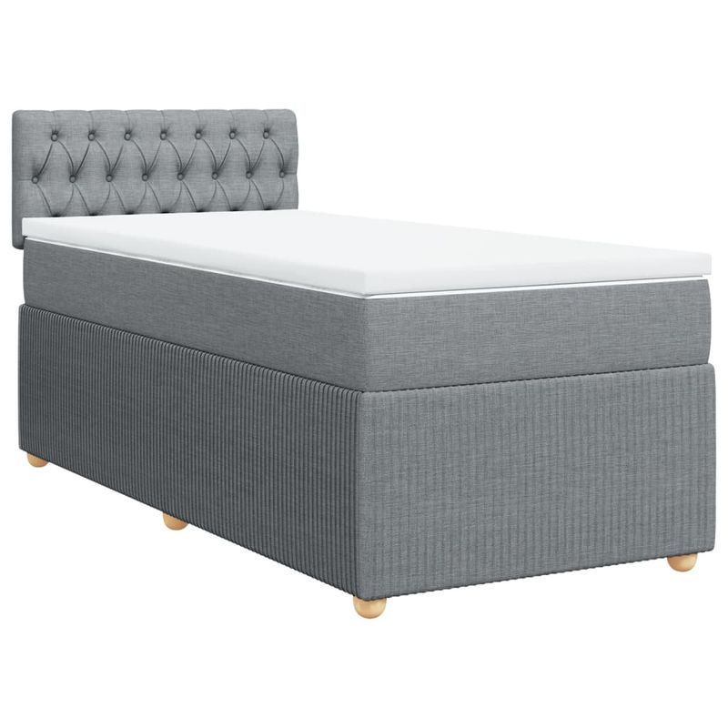 Casa si Gradina - Mobilier - Paturi si accesorii - Paturi - Pat box spring cu saltea, gri deschis, 90x190 cm, textil - Infinity.ro