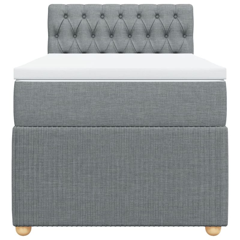 Casa si Gradina - Mobilier - Paturi si accesorii - Paturi - Pat box spring cu saltea, gri deschis, 90x190 cm, textil - Infinity.ro