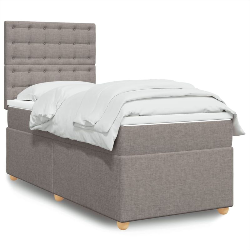 Casa si Gradina - Mobilier - Paturi si accesorii - Paturi - Pat box spring cu saltea, gri taupe, 80x200 cm, textil - Infinity.ro