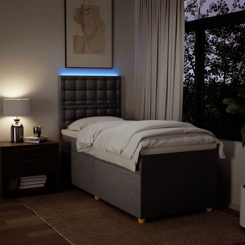 Casa si Gradina - Mobilier - Paturi si accesorii - Paturi - Pat box spring cu saltea, gri taupe, 80x200 cm, textil - Infinity.ro