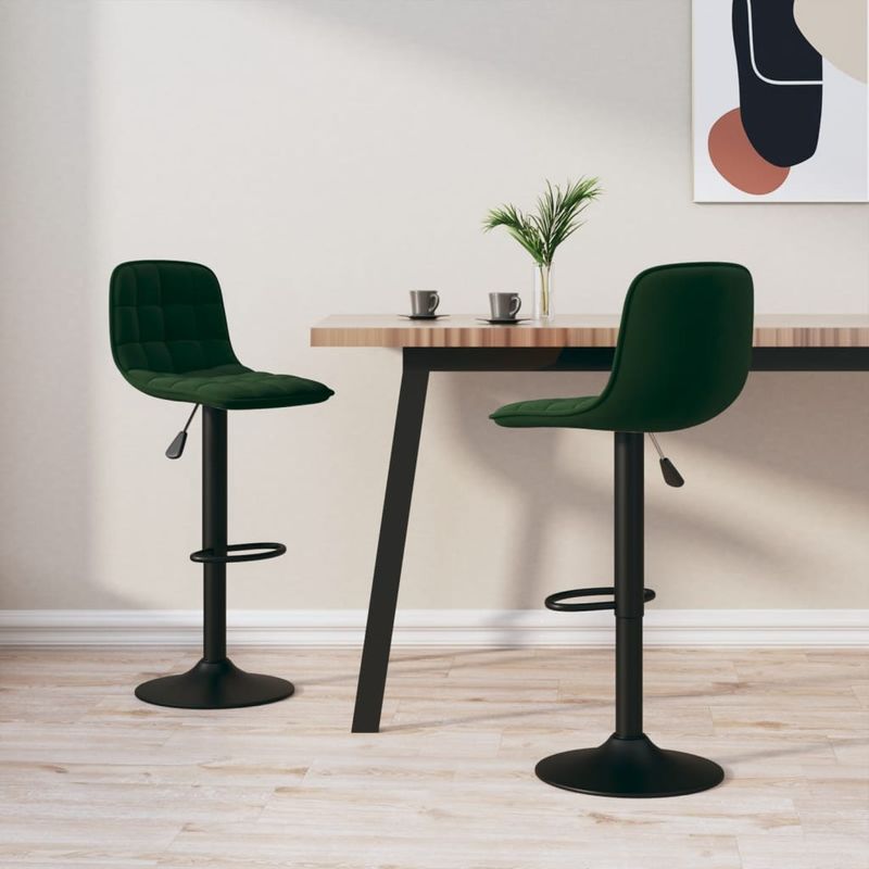Casa si Gradina - Mobilier - Scaune si fotolii - Scaune - Scaune de bar, 2 buc., verde inchis, catifea - Infinity.ro