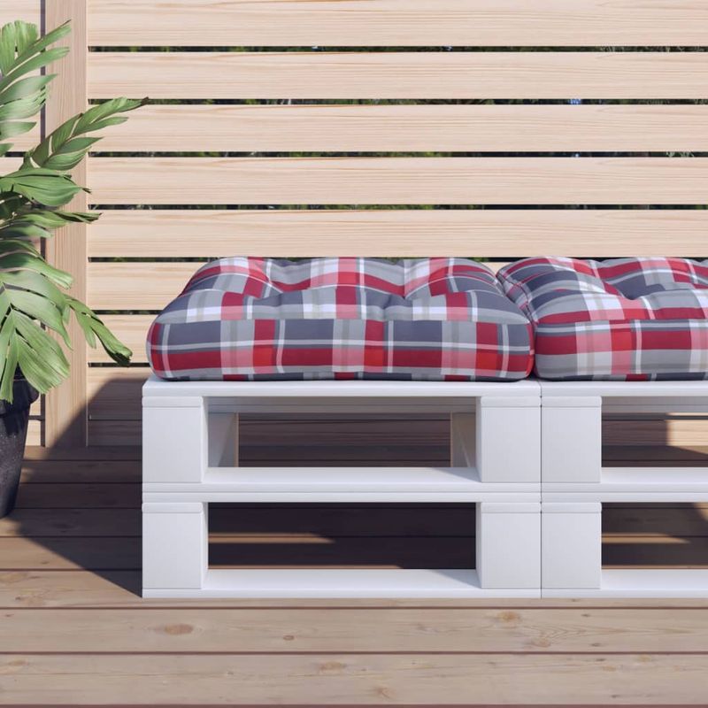 Casa si Gradina - Gradina si terasa - Mobilier exterior - Perne decorative exterior - Perna de paleti, rosu carouri, 50x50x12 cm, material textil - Infinity.ro