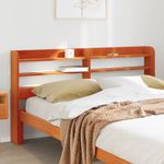 Casa si Gradina - Mobilier - Paturi si accesorii - Accesorii paturi - Tablie de pat cu rafturi, maro ceruit, 140 cm, lemn masiv pin, mărime 150x16x82 cm - Infinity.ro