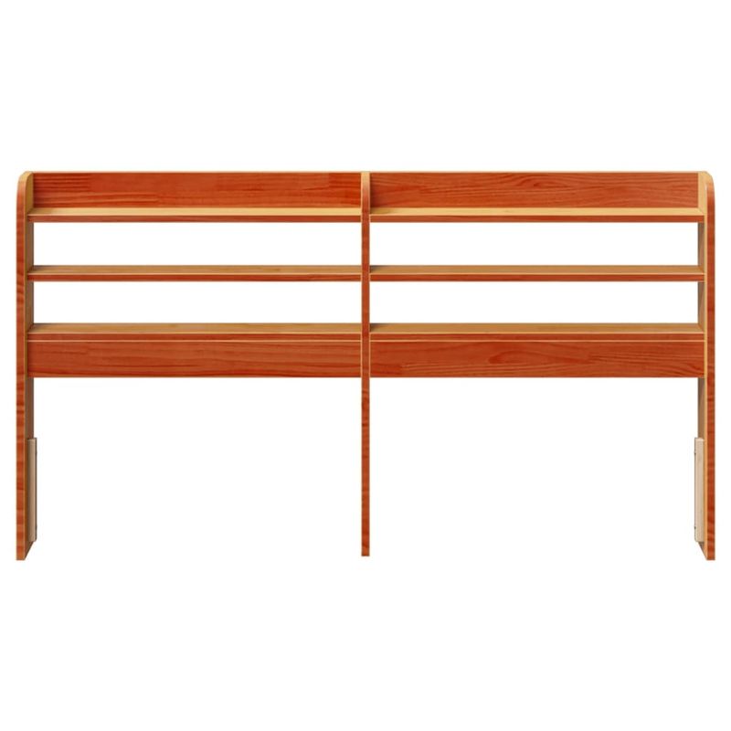 Casa si Gradina - Mobilier - Paturi si accesorii - Accesorii paturi - Tablie de pat cu rafturi, maro ceruit, 140 cm, lemn masiv pin, mărime 150x16x82 cm - Infinity.ro